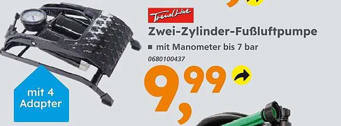 Zwei-Zylinder-Fußluftpumpe mit Manometer bis 7 bar