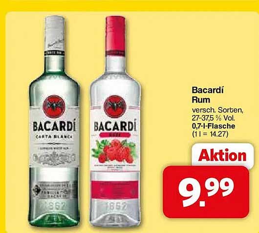 Bacardí Rum verschiedene Sorten, 0,7-l-Flasche