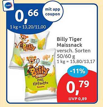 Billy Tiger Maissnack - Verschiedene Sorten 50/60 g