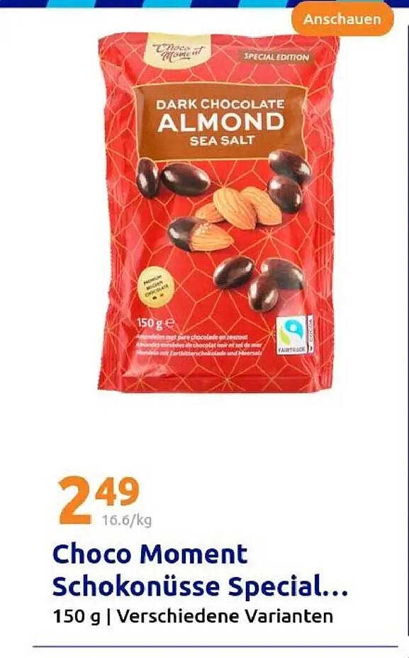 Choco Moment Schokonüsse Special Edition - Dunkle Schokolade mit Mandeln und Meersalz