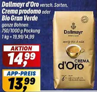 Dallmayr d'Oro verschiedene Sorten: Crema prodomo oder Bio Gran Verde