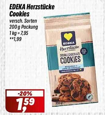 EDEKA Herzstücke Cookies 200 g - Double Chocolate