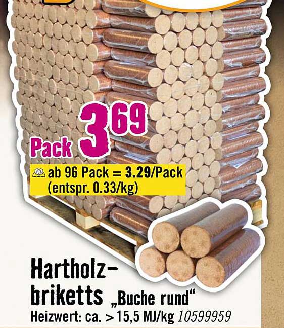 Hartholzbriketts ‚Buche rund‘