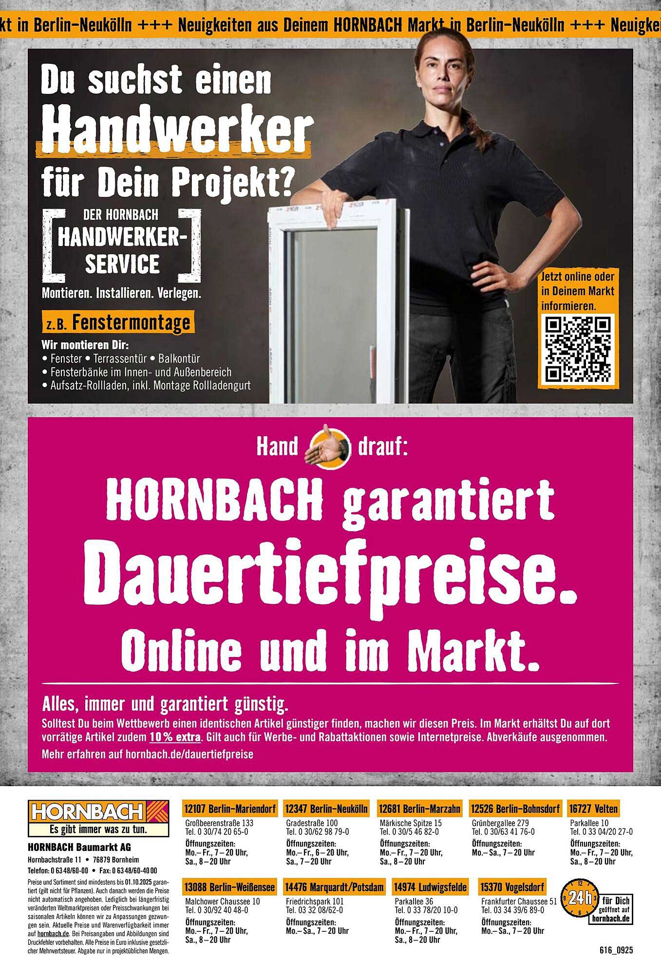 Hornbach Handwerker-Service für Fenster- und Balkonmontagen