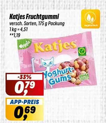 Katjes Fruchtgummi - verschiedene Sorten, 175 g Packung