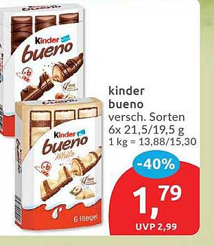 kinder bueno 6x 21,5/19,5 g - jetzt zum Sonderpreis!