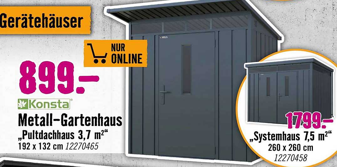 Konsta Metall-Gartenhaus "Pultdachhaus 3,7 m²"