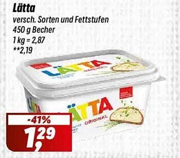 Lätta - verschiedene Sorten und Fettstufen 450 g Becher