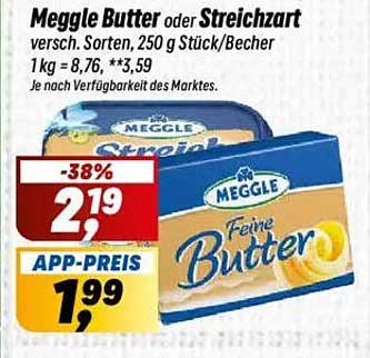 Meggle Butter oder Streichzart, 250 g