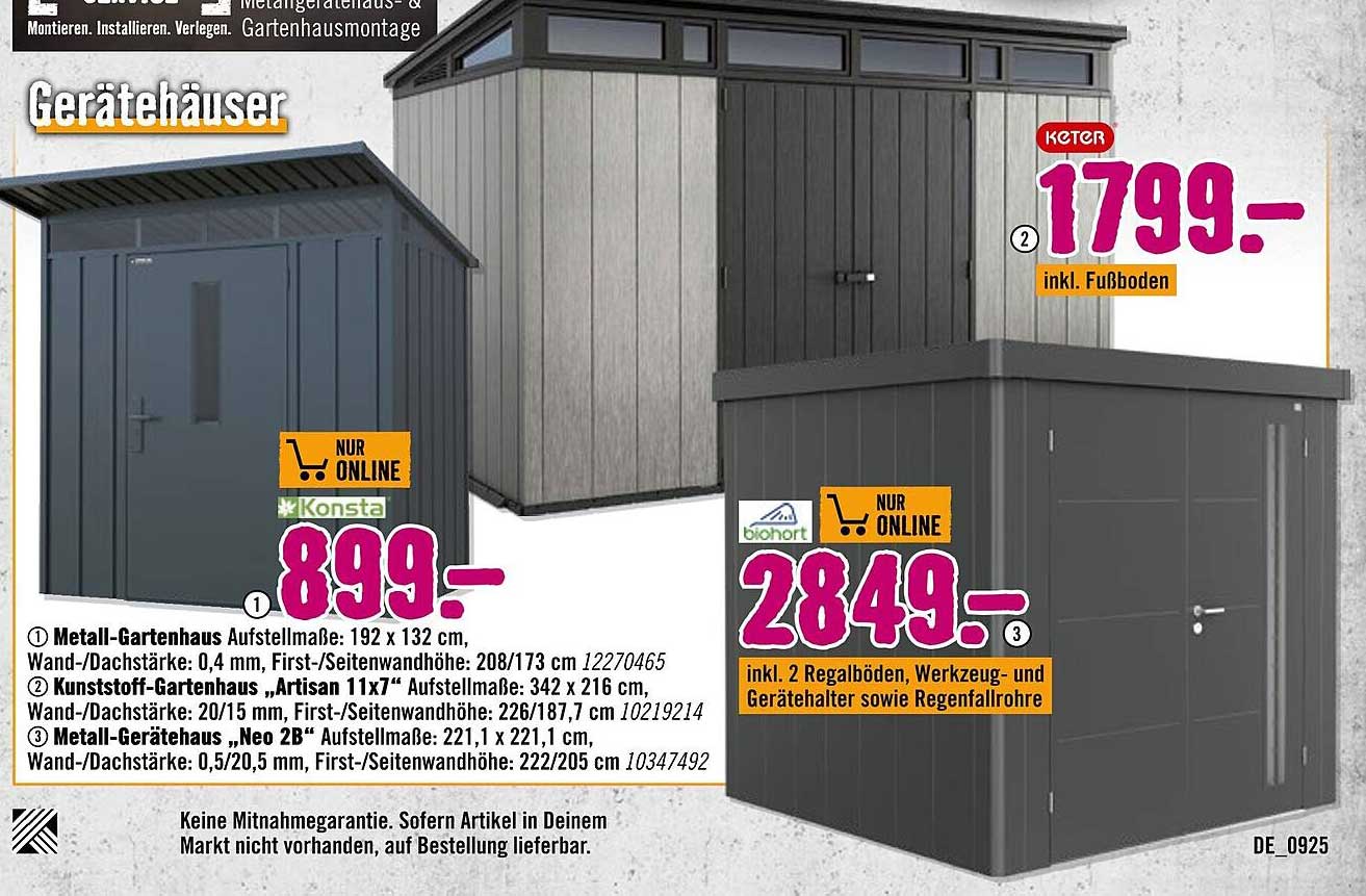 Metall-Gartenhaus Konsta 192 x 132 cm für nur 899,- €