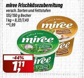 miree Frischkäsezubereitung - verschiedene Sorten und Fettstufen