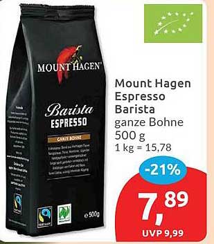 Mount Hagen Espresso Barista ganze Bohne 500 g