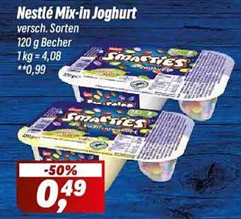 Nestlé Mix-in Joghurt mit Smarties 120 g Becher