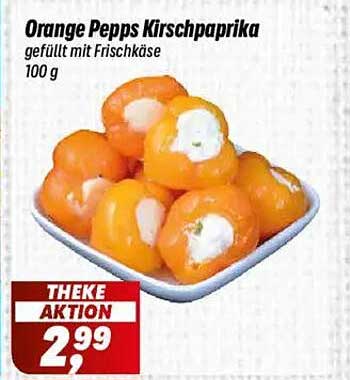 Orange Pepps Kirschpaprika gefüllt mit Frischkäse 100 g