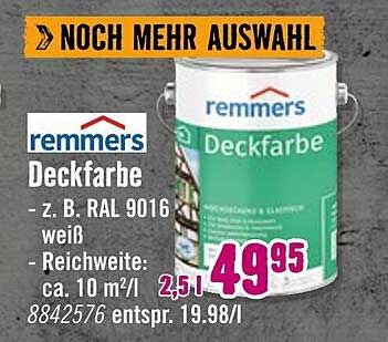 remmers Deckfarbe - z. B. RAL 9016 weiß