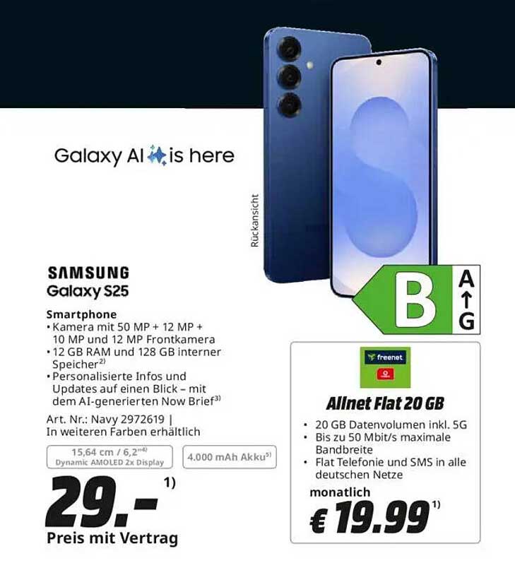 Samsung Galaxy S25 mit Vertrag - Ab 19,99 € monatlich