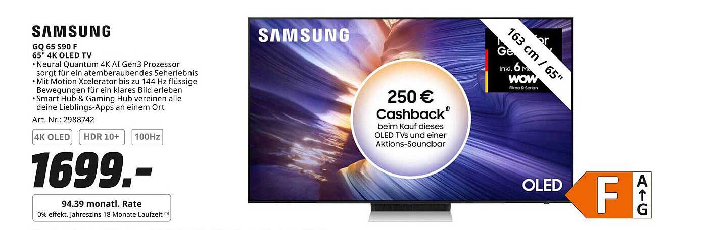Samsung GQ 65 S90 F - 65" 4K OLED TV