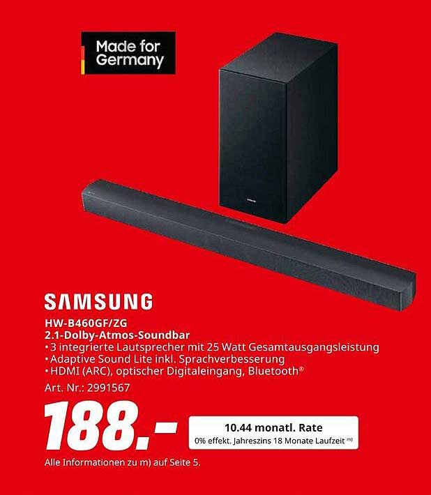 Samsung HW-B460GF/ZG 2.1-Dolby-Atmos-Soundbar