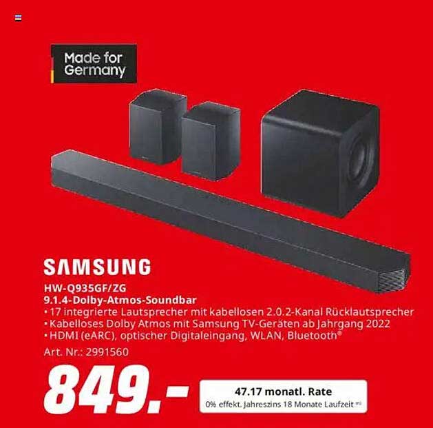 Samsung HW-Q935GF/ZG 9.1.4 Dolby-Atmos-Soundbar