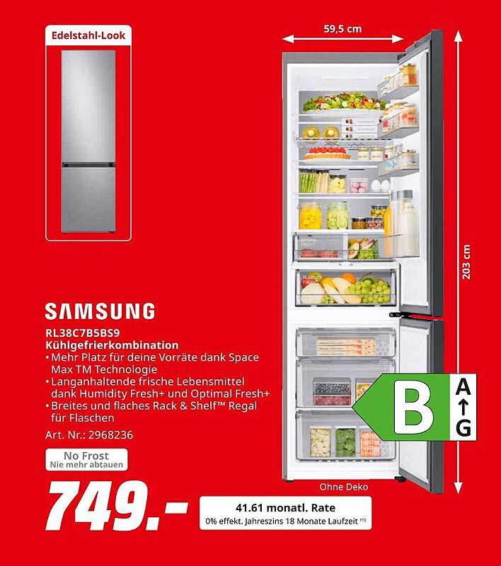 Samsung RL38C7B5BS9 Kühlgefrierkombination