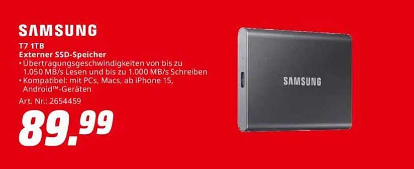 Samsung T7 1TB Externer SSD-Speicher