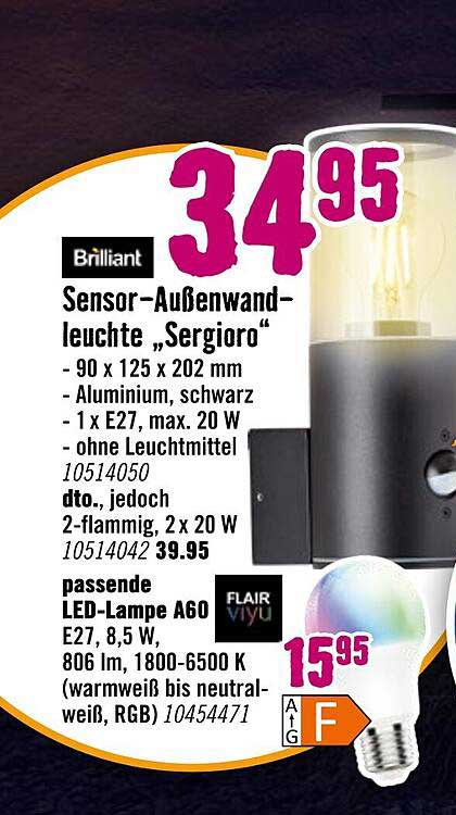 Sensor-Außenwandleuchte "Sergioro"