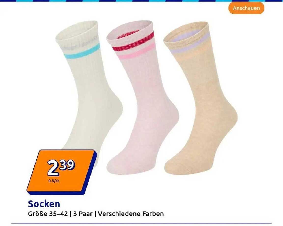 Socken – Größe 35–42 | 3 Paar | Verschiedene Farben