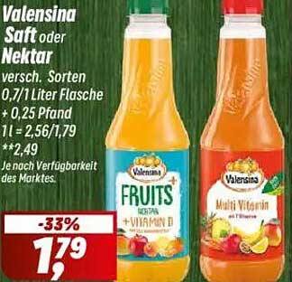 Valensina Saft oder Nektar 0,7 Liter Flasche