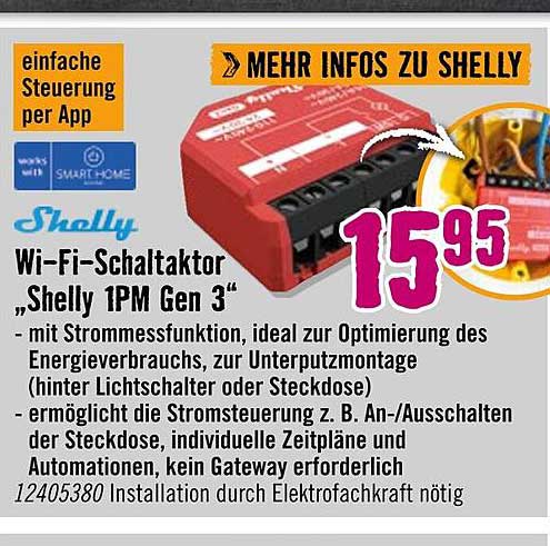 Wi-Fi-Schaltaktor Shelly 1PM Gen 3