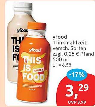 yfood Trinkmahlzeit verschiedene Sorten - 500 ml für nur 3,29 €