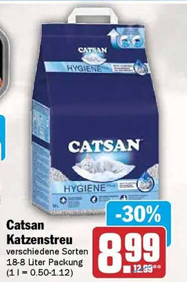 Catsan Katzenstreu verschiedene Sorten 18-8 Liter Packung (1 l = 0.50-1.12)