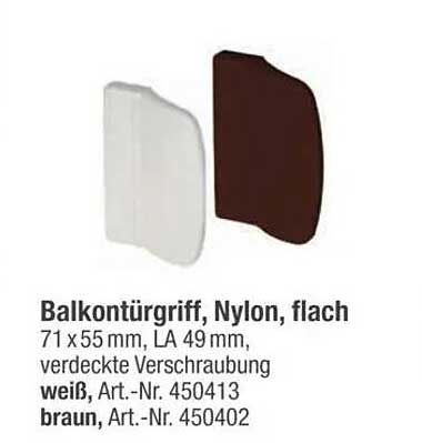 Balkontürgriff, Nylon, flach