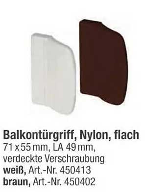 Balkontürgriff, Nylon, flach