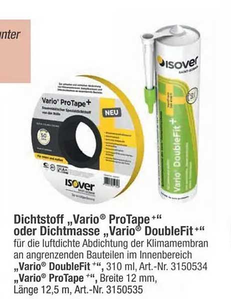 Dichtstoff „Vario® ProTape+“ oder Dichtmasse „Vario® DoubleFit+“