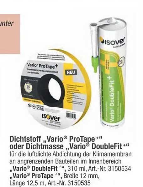 Dichtstoff „Vario® ProTape+“ oder Dichtmasse „Vario® DoubleFit+“