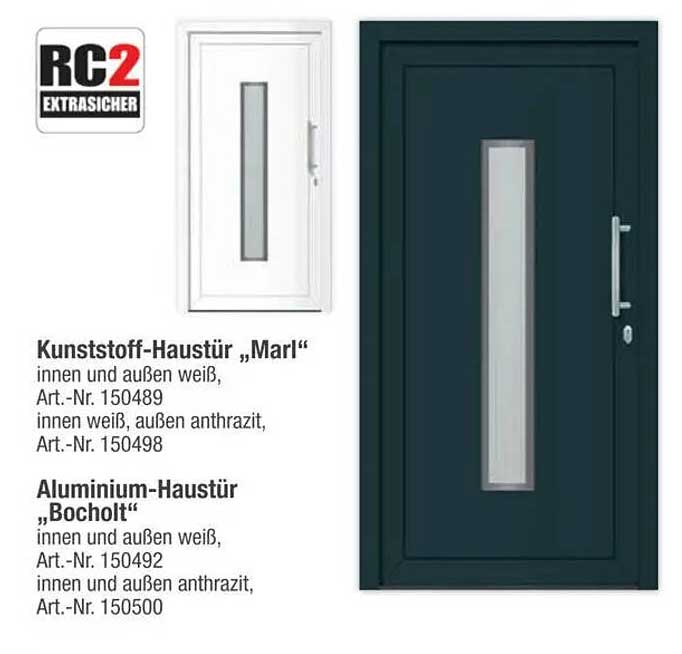 Kunststoff-Haustür „Marl“  
Aluminium-Haustür „Bocholt“  