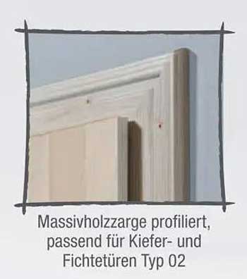 Massivholzziere profiliert, passend für Kiefer- und Fichtetüren Typ 02