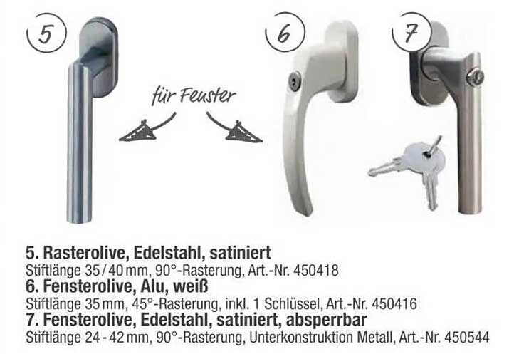 Rasterolive, Edelstahl, satiniert