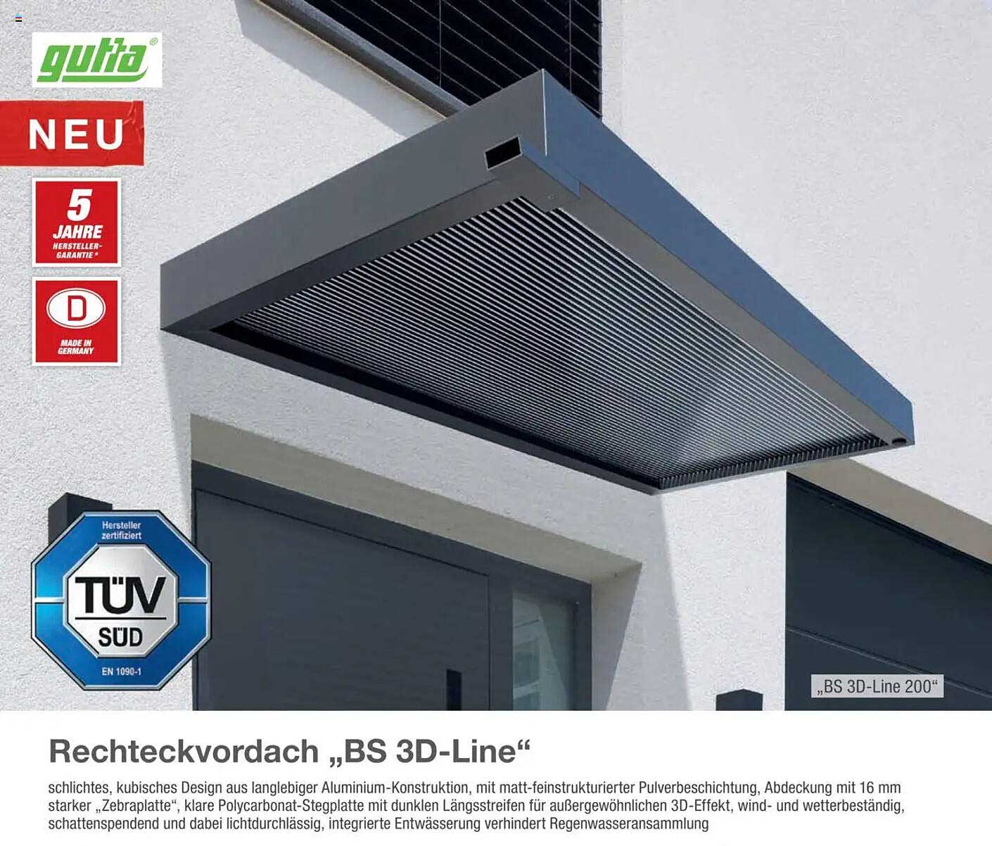 Rechteckvordach „BS 3D-Line“