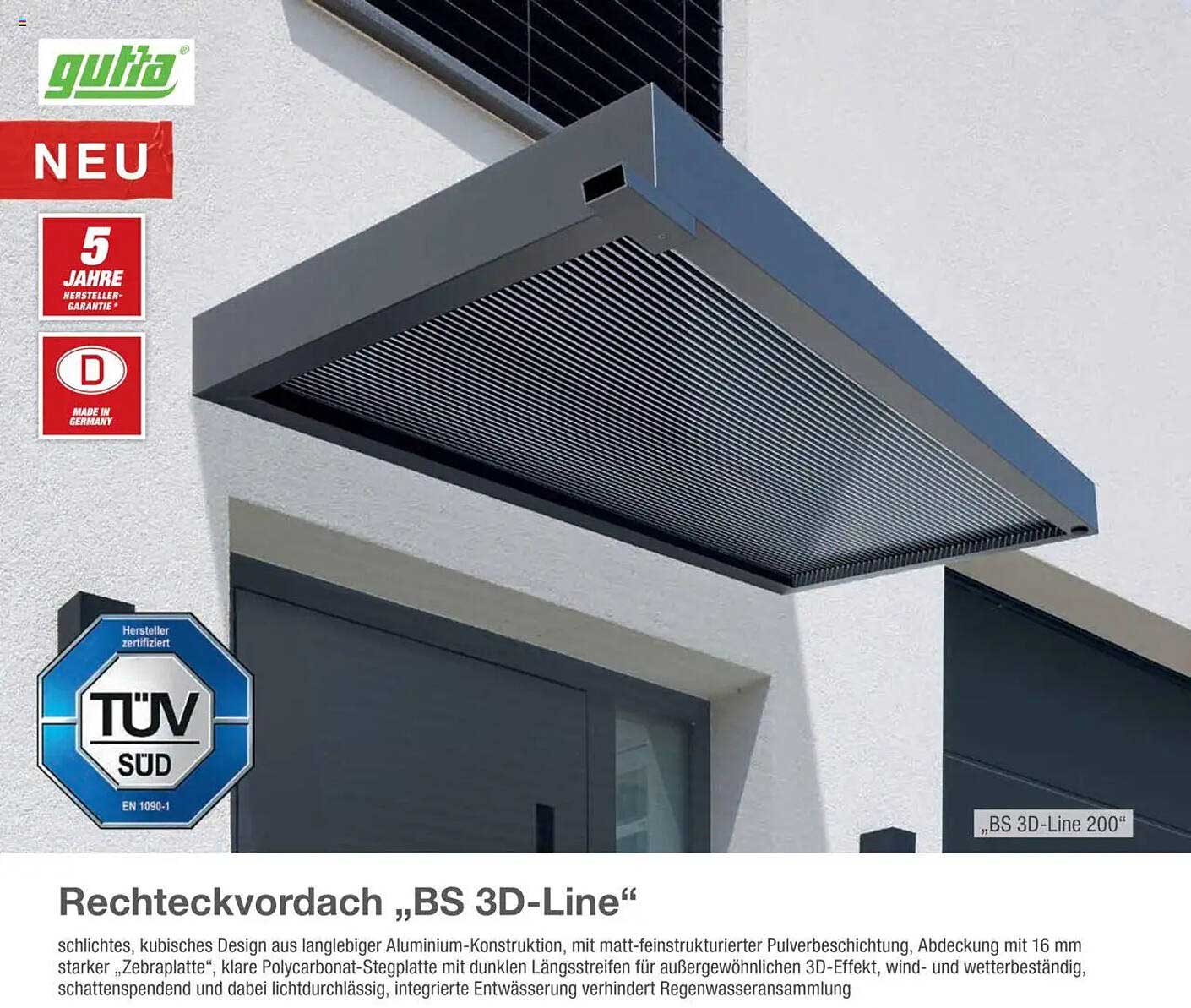 Rechteckvordach „BS 3D-Line“