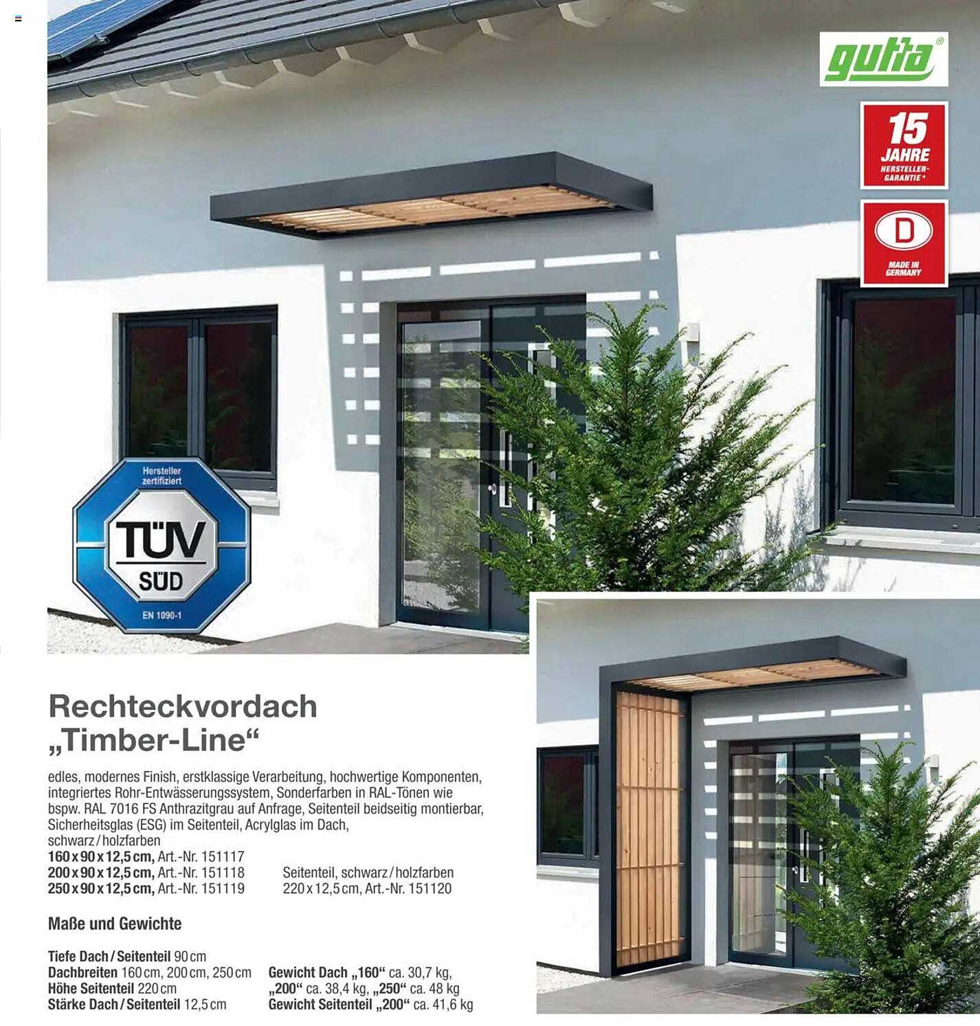 Rechteckvordach „Timber-Line“