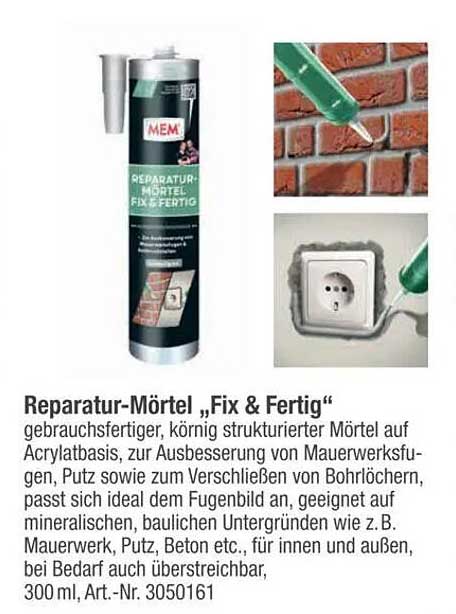 Reparatur-Mörtel „Fix & Fertig“