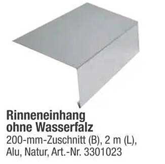 Rinneneinhang ohne Wasserfalz