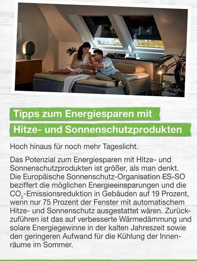Tipps zum Energiesparen mit Hitze- und Sonnenschutzprodukten