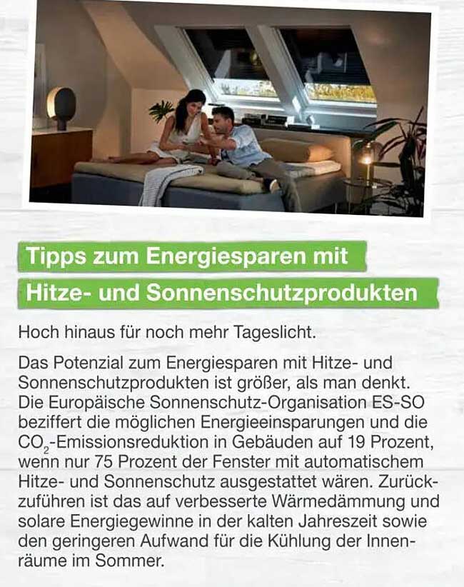 Tipps zum Energiesparen mit Hitze- und Sonnenschutzprodukten