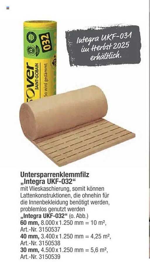 Untersparrenklemmfilz „Integra UKF-032“