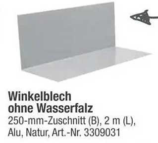 Winkelblech ohne Wasserfalz