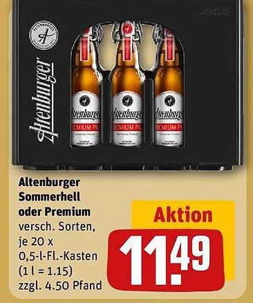 Altenburger Sommerhell oder Premium versch. Sorten, je 20 x 0,5-l-Fl.-Kasten (1 l = 1.15)
