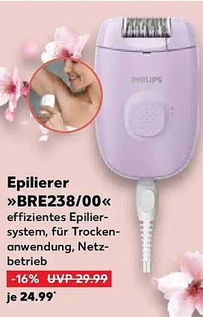 Epilierer »BRE238/00« effizientes Epilier-system, für Trocken-anwendung, Netzbetrieb