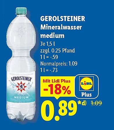 GEROLSTEINER Mineralwasser medium